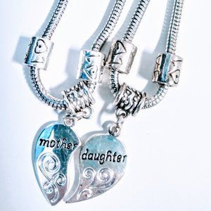 Mother and daughter heart bracelets